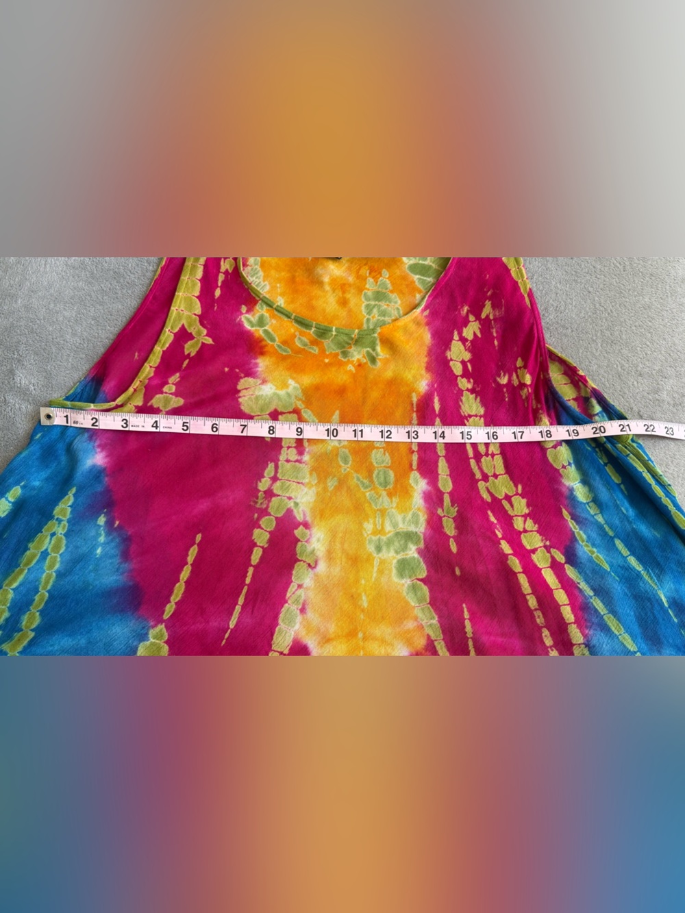 Asymmetrical Tie-Dye Tank Top in Magenta, Blue & Gold - Picture 4 of 8